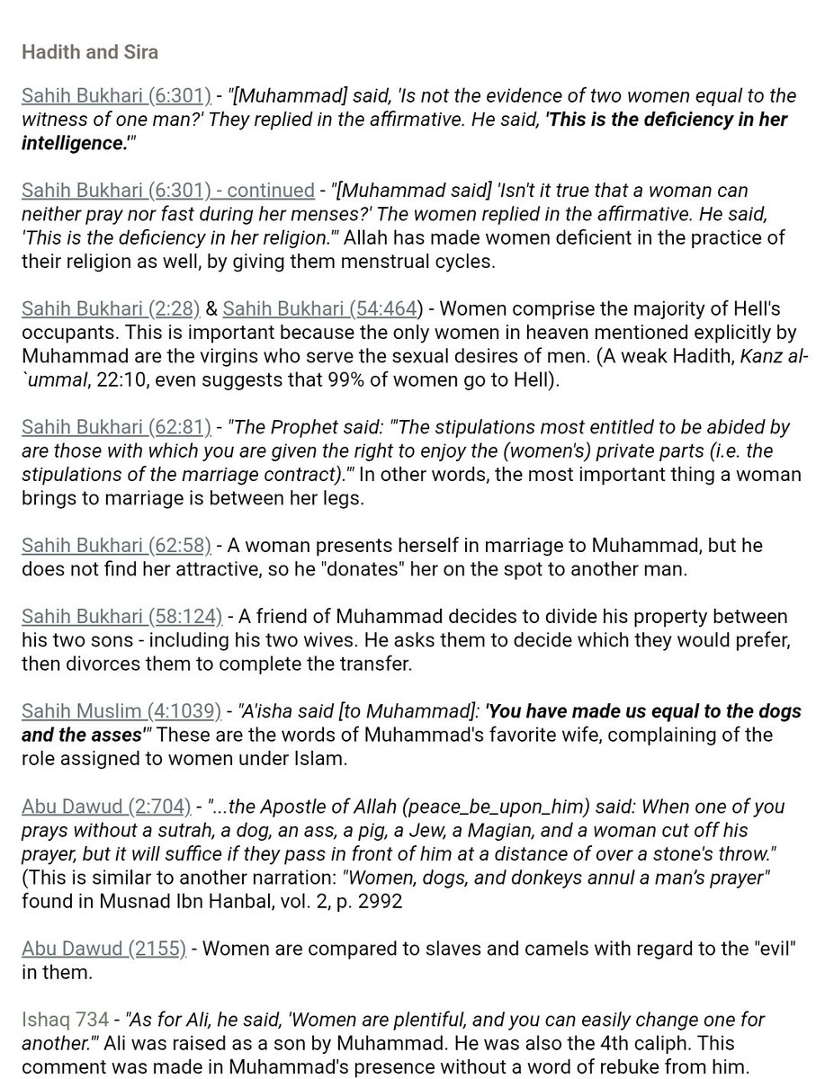 TracyLovesSean's tweet photo. @MercifulMessage Your prophet was a pedophile, took woman as sex slaves, passed women out like candy for his friends to rape, snd he treated women as property in general. Your taqiyya won't work on those of us who've taken the time to study your misogynistic death cult. #Dismissed https://t.co/m0fKCRWZxy
