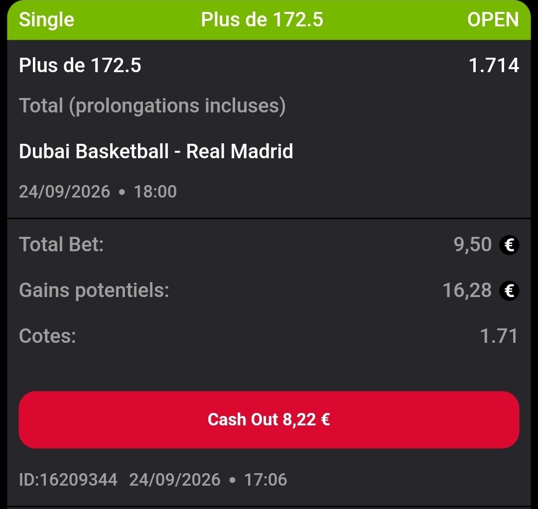 pronoelitte's tweet photo. 🏀 EUROLEAGUE 🇪🇺

Dubai 🆚 Real Madrid 

 172,5 pts @1.71 | lolly-bet

193 points lors de leur dernier duel.
Les 3 dernières confrontations : 193, 178 et 200 points.
Une affiche qui peut encore partir sur un rythme offensif élevé.

❤️ si tu suis https://t.co/05m1zQtWIz