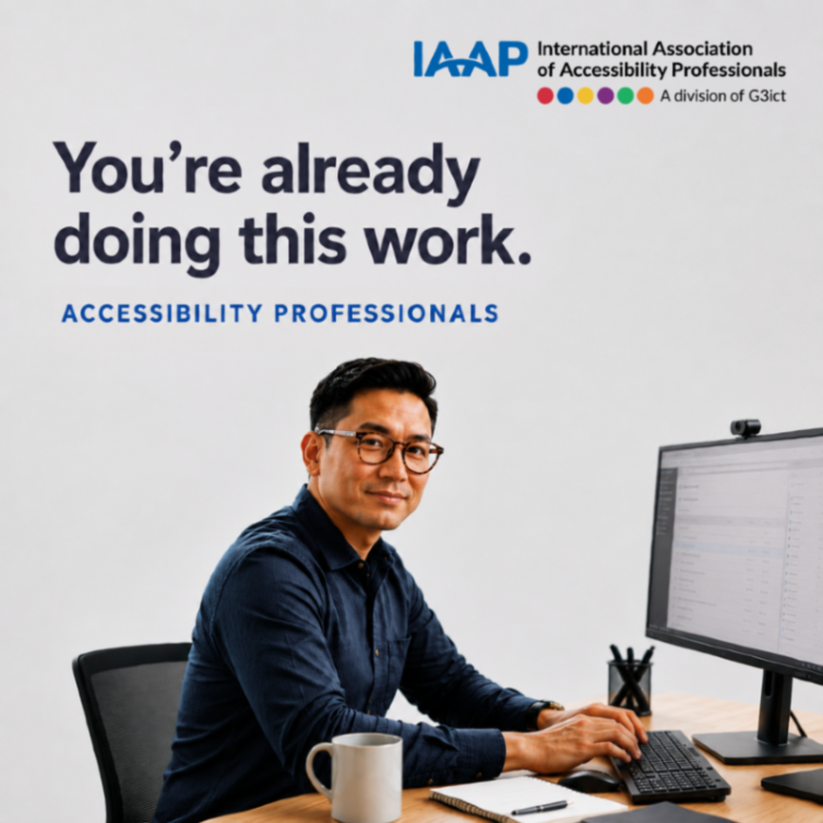 IAAPOrg's tweet photo. As an accessibility professional, you're already doing this work.

IAAP membership connects you with practitioners worldwide, along with resources, learning opportunities, and member certification rates.

Explore IAAP membership: https://t.co/DMglOaEl8V
#UnitedInAccessibility https://t.co/8DXImzYaCU