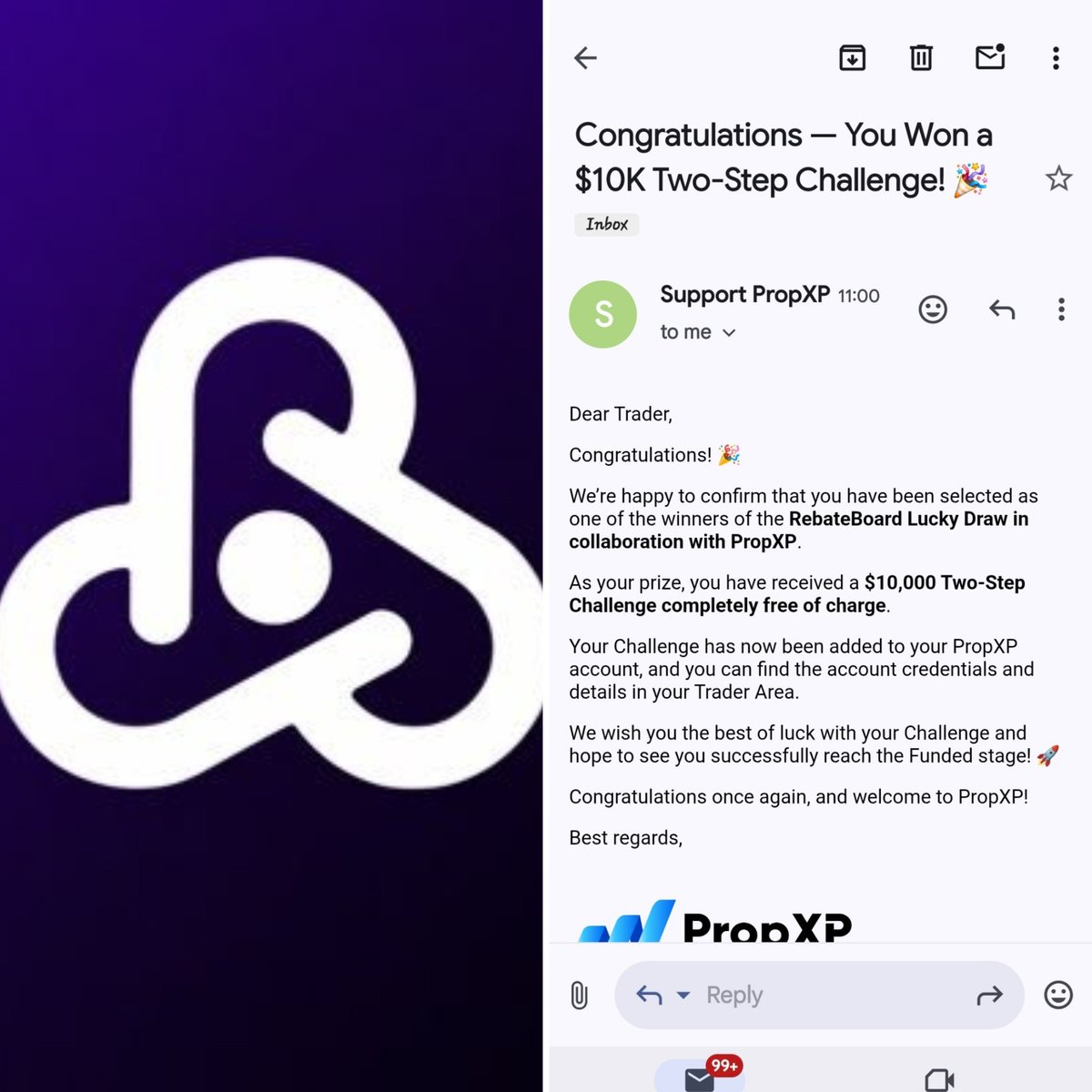 HusainFX_'s tweet photo. Huge thank you to the entire 
@rebateboard team for the $10K @propxp_official Prop Firm account 🙏🏽

I appreciate the trust, support, and opportunity. This means a lot to me.

I’ll make sure to use this opportunity wisely and keep growing alongside the Rebateboard community.
 🤝🏽💜 https://t.co/3nbuXgGSQt
