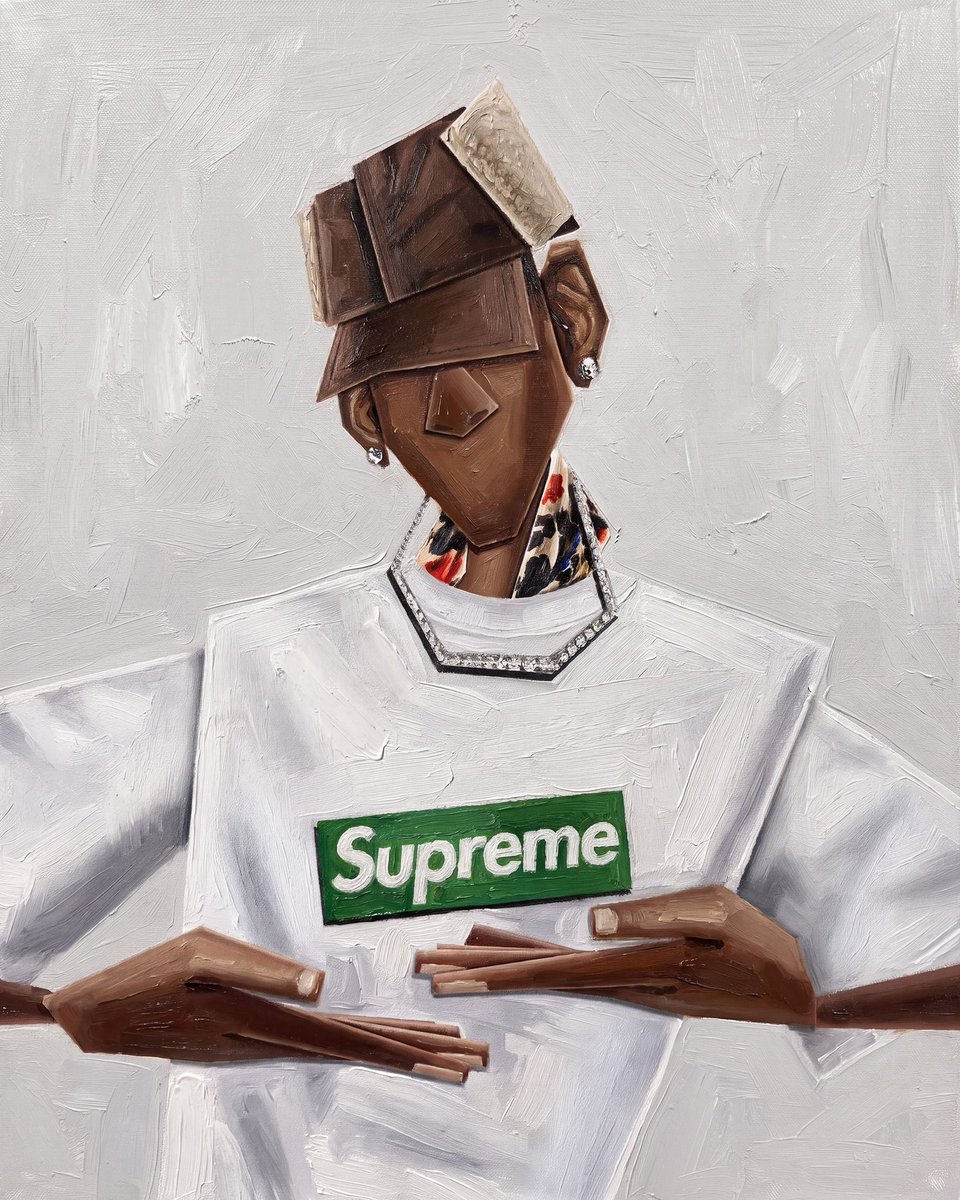 dropsdotgg's tweet photo. Supreme Photo Tees painted by german artist Jen Whyson https://t.co/dXVgPeM7Ky