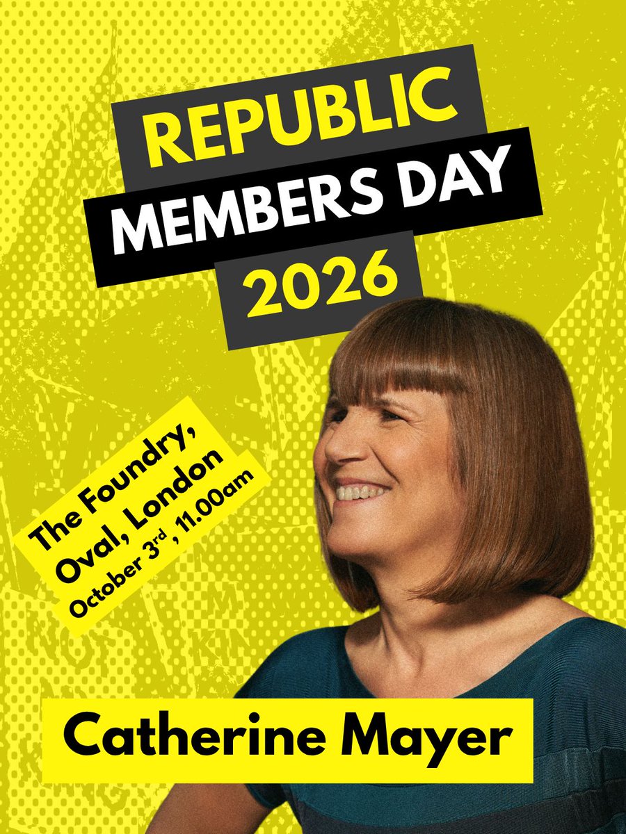 RepublicStaff's tweet photo. Author and Journalist @catherine_mayer and Led By Donkeys Co-Founder @OllyAKnowles will be joining us for Republic Members' Day on October 3rd! #AbolishTheMonarchy #MembersDay https://t.co/AbXVmOF1Ch
