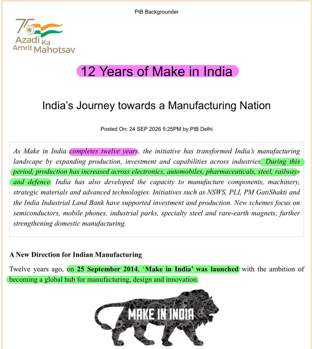 shubham31962's tweet photo. 🚨 HIGH-PROBABILITY CURRENT AFFAIRS | Make in India 🇮🇳
12 years of Make in India → key facts for BPSC | UPPCS | UPSC |
#UPSC #PIB #UPSC2027 #BPSC72 #BPSC #UPPCS For More, Join the Channel https://t.co/P31uUI5l6a https://t.co/JL25zOSZuO