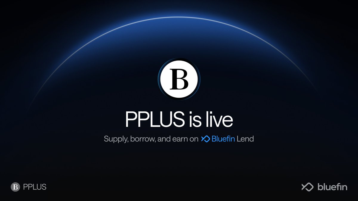 bluefinapp's tweet photo. New Market: PPLUS is now live on Bluefin Lend.

PPLUS, the Bitwise Premium+ RWA Vault on @EmberProtocol, provides exposure to a diversified portfolio of tokenized real-world assets curated by @Bitwise.

Supply PPLUS and use it as collateral on Bluefin Lend: https://t.co/bDrrcWwDxs
