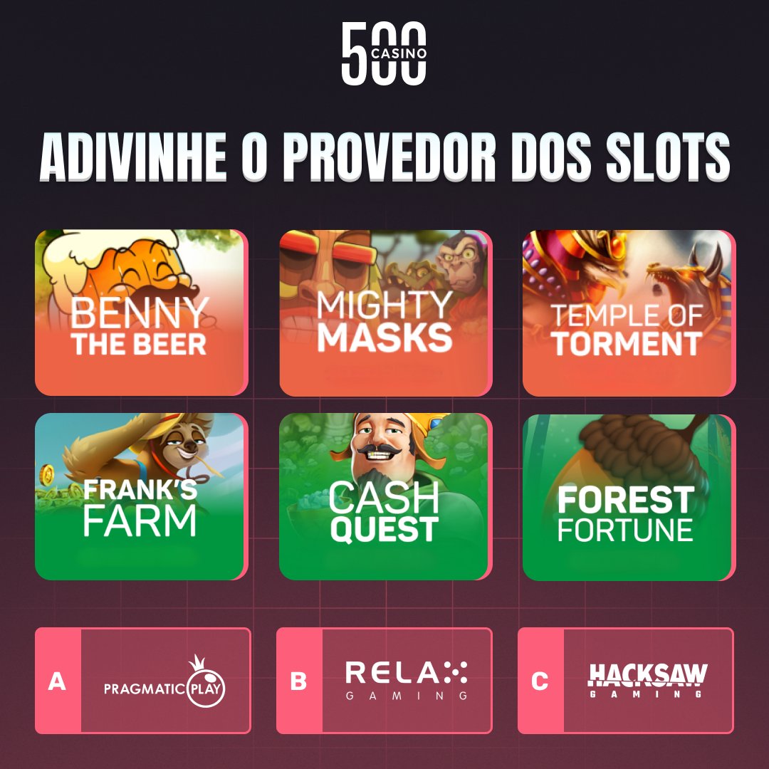 500Casino_BR's tweet photo. Qual é o provedor desses slots? 🎰

A, B ou C? 🎁 https://t.co/ymV15tcl7S