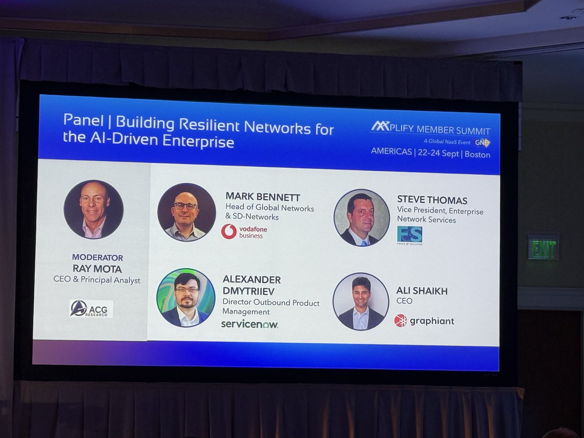 GraphiantHQ's tweet photo. @GraphiantHQ joined industry leaders at #Mplify Boston, where our CEO @theuncagedali joined a panel hosted by @Rmota of #ACG , to explore “Building Resilient Networks for the #AI Driven Enterprise.”

Thanks to everyone for their insights.

#NaaS #NetworkTransformation #Graphiant https://t.co/SJNLBKW6zj
