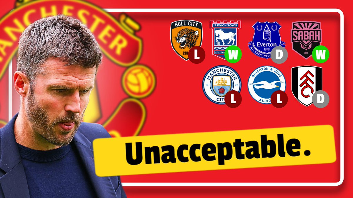 RedArmyVisuals's tweet photo. The team that finished 3rd last season doesn't exist anymore.

❌1 win in 5 league games
❌Out of the Carabao Cup
❌No intensity, urgency or identity
 
Carrick has the international break to fix this. Bayern and Atleti won't wait. ⬇️

#MUFC #GGMU #ManchesterUnited https://t.co/WBw2rumNY1
