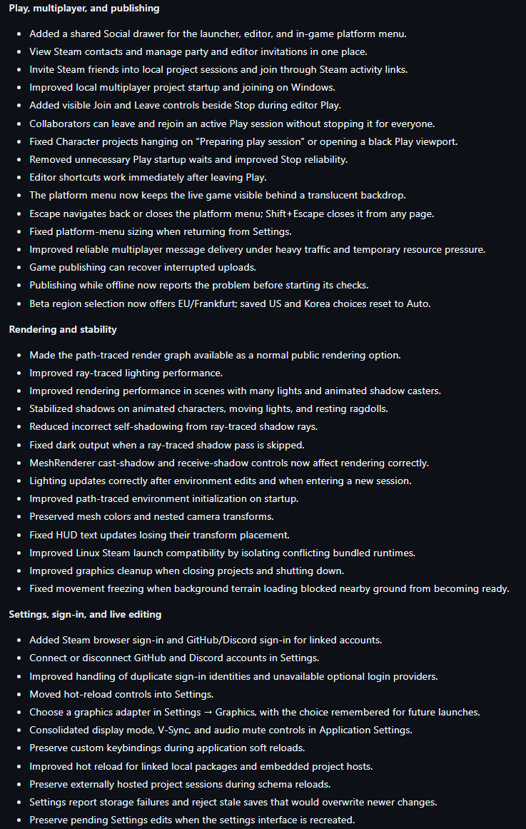 neutanent's tweet photo. Our biggest update so far went live! 
1100+ commits in a MEGA Update 🤯

Just pushed an insane amount of updates to the @sparqworlds Steam Beta users.

Here are the just the highlights 👇 https://t.co/gbmPchUFXD