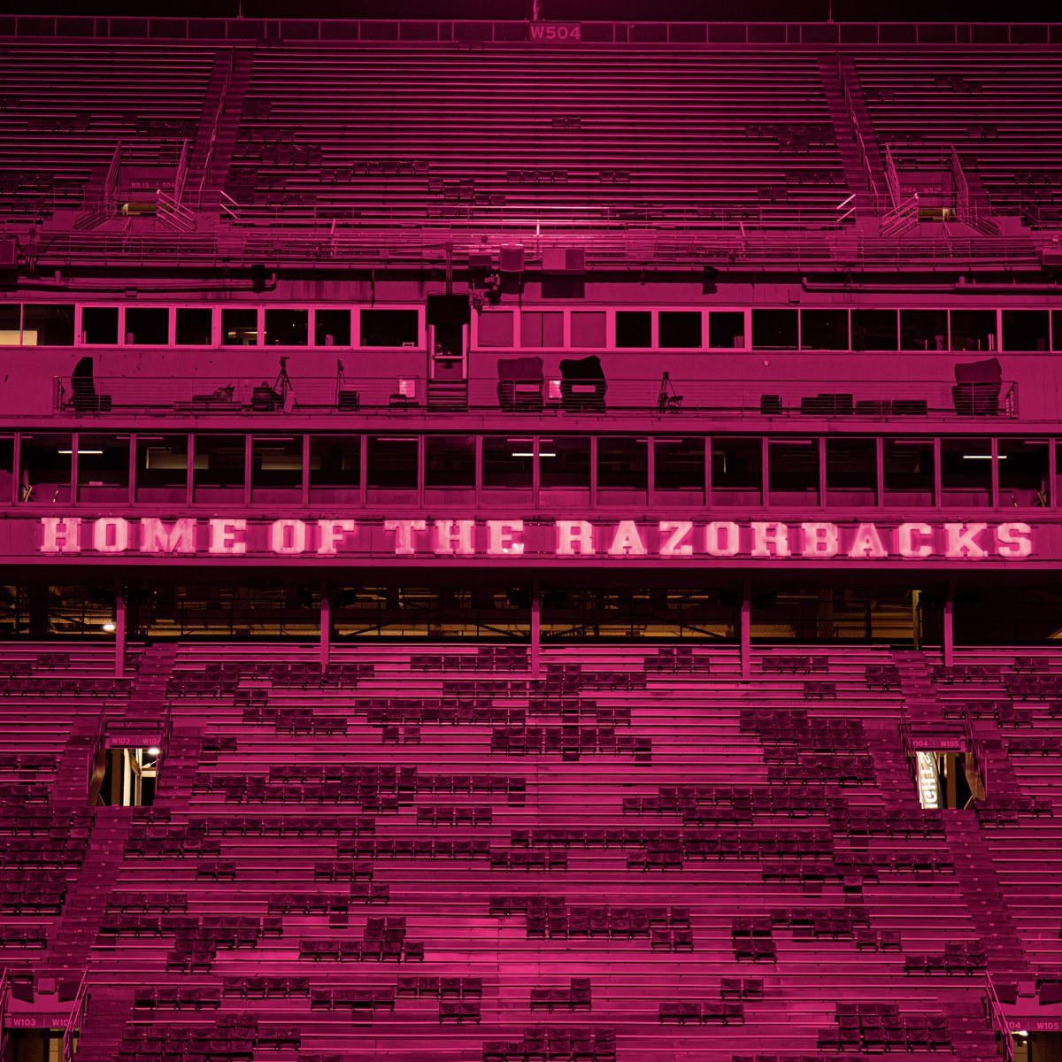 ArkRazorbacks's tweet photo. Razorback Athletics will honor the memory of two Woodland Junior High School students that tragically passed away last weekend by illuminating Razorback Stadium in pink on Thursday night, September 24th until 8:30 p.m.

Traditionally highlighted with cardinal lights before a home game, Razorback Stadium will be illuminated in pink for the very first time as a tribute to the lives and memories of Savannah Parker, 12, and Olivia Pamungkas, 13.