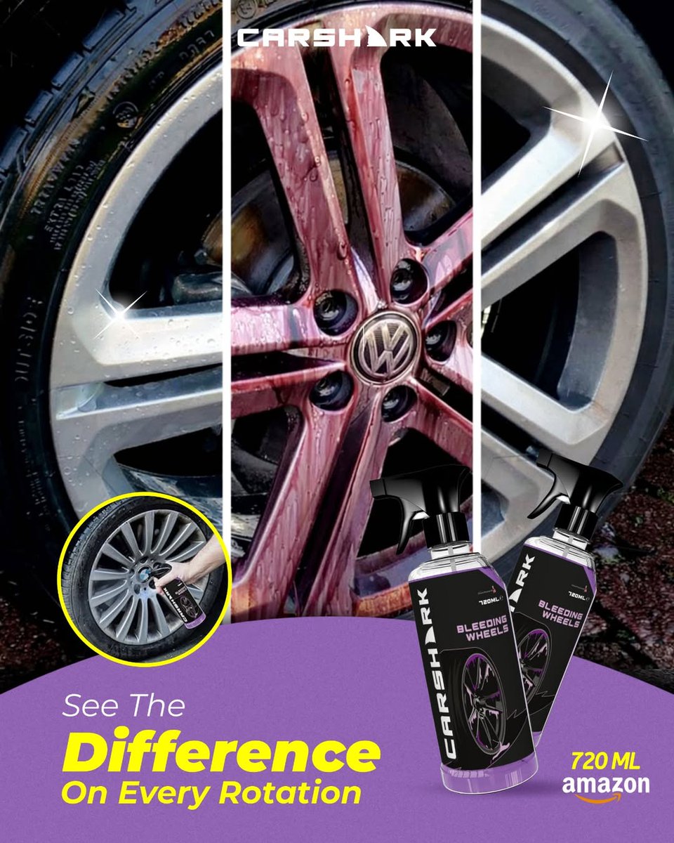 raymoriver73541's tweet photo. See the difference with every rotation. Restore shine, remove brake dust, and keep your wheels looking brand new with Carshark Bleeding Wheels. https://t.co/zpgHuNAnHf