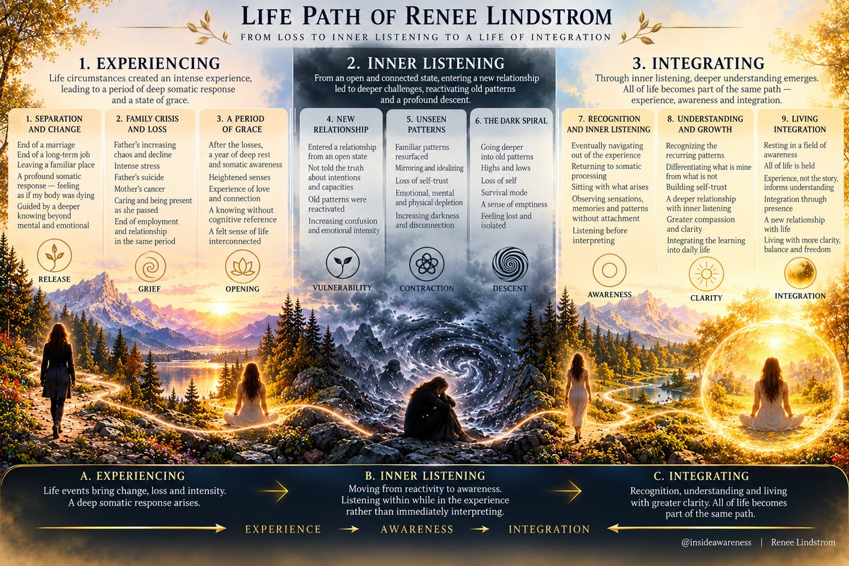 InsideAwareness's tweet photo. An Invitation to Walk with Awareness, pattern of inner listening to the experience has emerged thru my life path shaping the awareness integration sessions &amp; classes.  The organic guided patterns will be available through  boutique  group learning in early 2027. https://t.co/6zQntdAjhF
