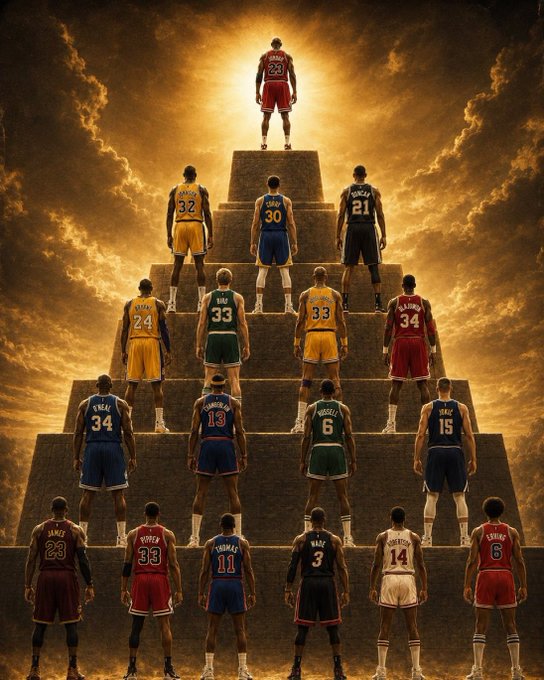 PasionBasketNBA's tweet photo. ¿Estáis de acuerdo con esta pirámide de los mejores jugadores de la historia de la NBA? https://t.co/aEWVWGWK7V