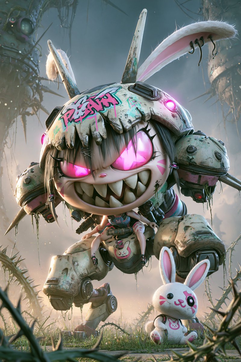 TrickyWoo_art's tweet photo. DVa &amp; Tokki - Multiverse
Same pilot. Different timeline. The bunny still answers. 🐰⚔️

#DVa #HanaSong #Overwatch #Tokki #MEKA #AIArt #CharacterArt #DigitalArt #ConceptArt #FanArt #イラスト https://t.co/IFgR4XtEhI
