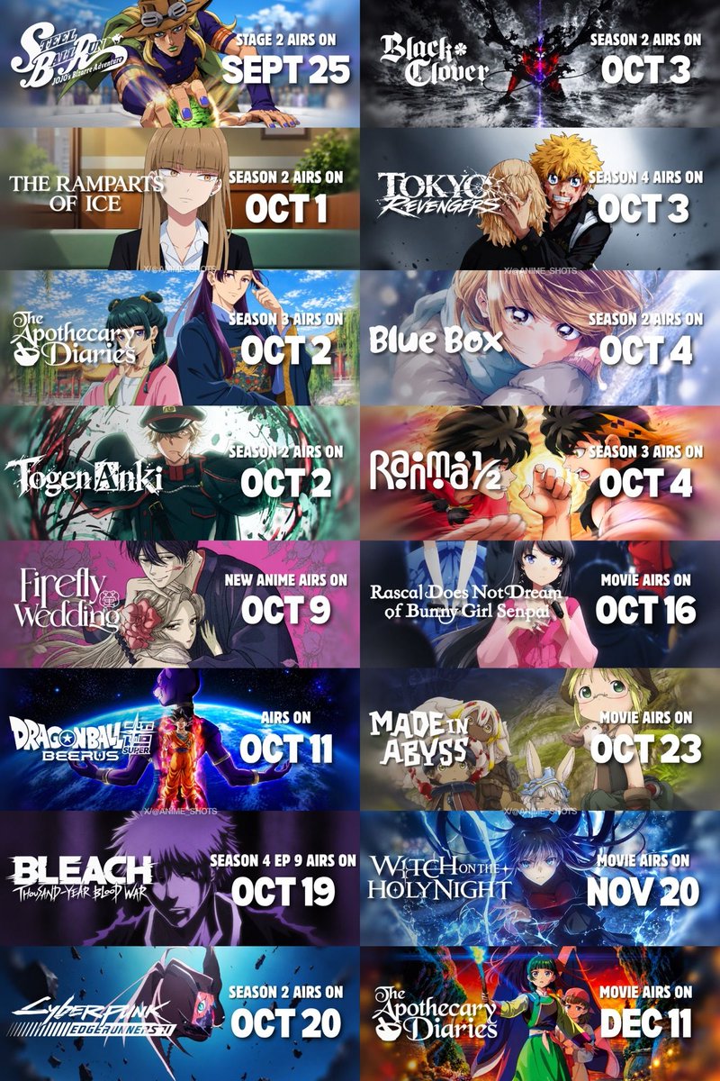anime_shots's tweet photo. Fall 2026 Anime Line Up Is Stacked https://t.co/bHaabKqzjL