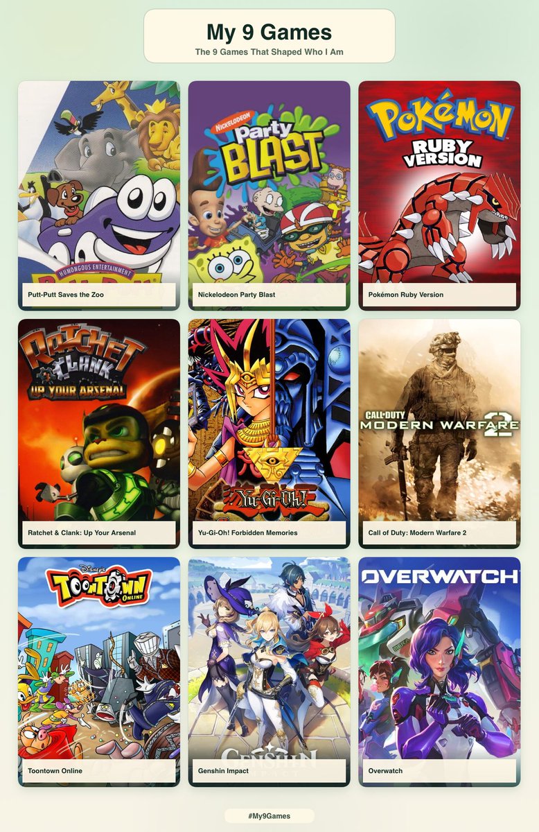 pyroov8's tweet photo. Nine games that shaped me https://t.co/kYi1wyk02r