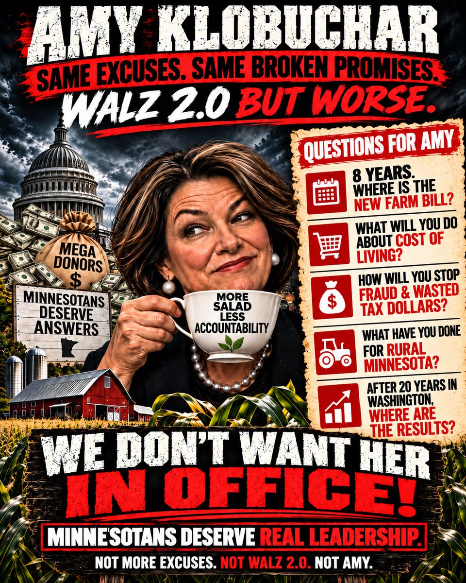 jamie99_jamie's tweet photo. HARD NO, AMY! Nearly 20 years in Washington you're
 Walz 2.0 with a Washington makeover https://t.co/xwfo4e12JB