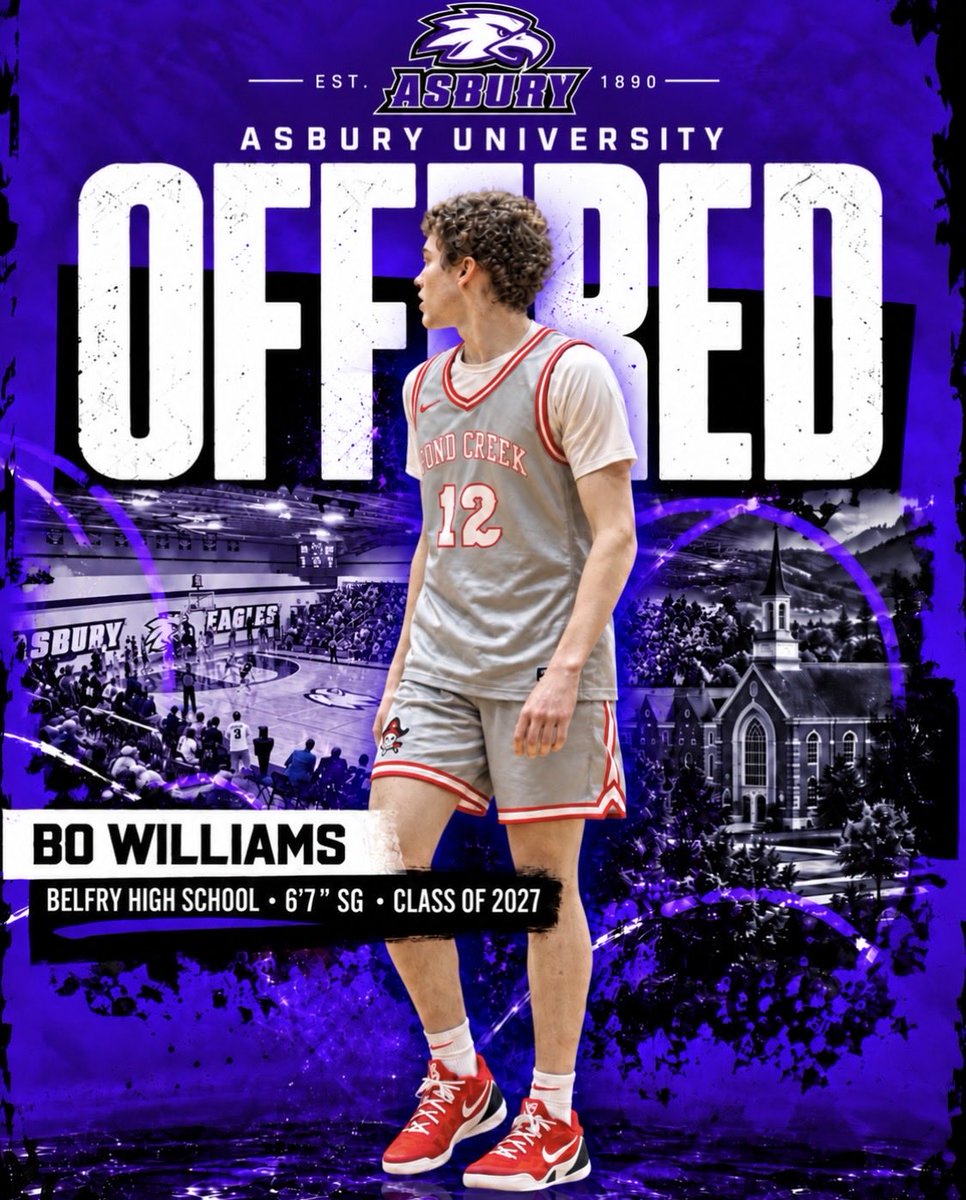 bhsbasketball1's tweet photo. Grateful for every opportunity earned! Congratulations to @Bo_Williams__ on securing his second college offer from @AsburyHoops. 📈🟣 @CoachBrentPerry @1CoachScotty_ @bhsbasketball1 @PrepHoopsKY @KYINhoopsaau @CoachRussAU https://t.co/Nx0LOKyyf3