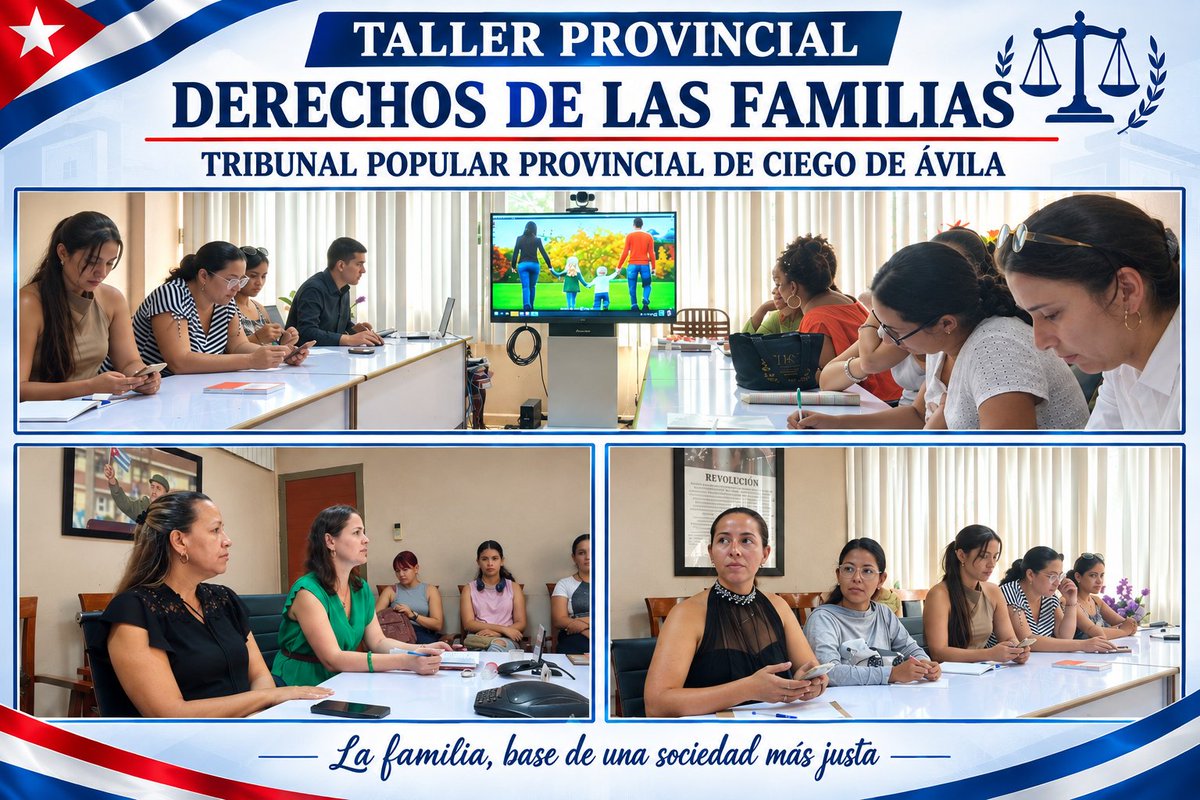 ivanc73's tweet photo. El Derecho de Familia es la base que protege, educa y forma a las nuevas generaciones. Desde Ciego de Ávila, profesionales del sector se reúnen en este Taller Provincial para fortalecer la protección jurídica de la infancia, la familia y los valores que construyen la patria. https://t.co/fOKMq29z3D