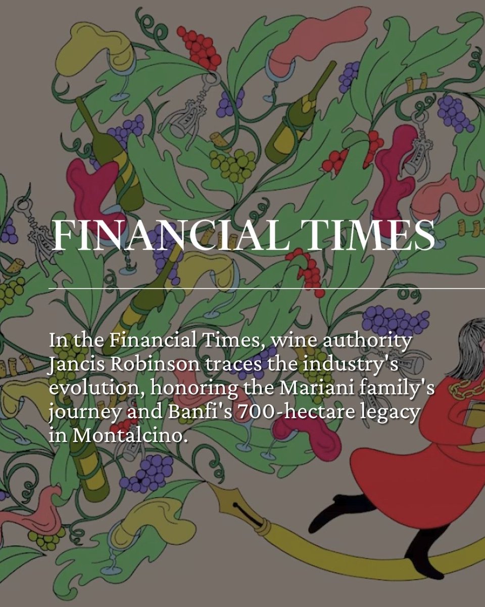 BanfiOfficial's tweet photo. Fifty years of change in the wine world, as told by @JancisRobinson in the @FinancialTimes .

A journey that also touches on the Mariani family, #Banfi Vintners and Montalcino.

Discover more: https://t.co/CrhQ2urZz4

#wineworld #wineindustry https://t.co/gdREcq2YNt