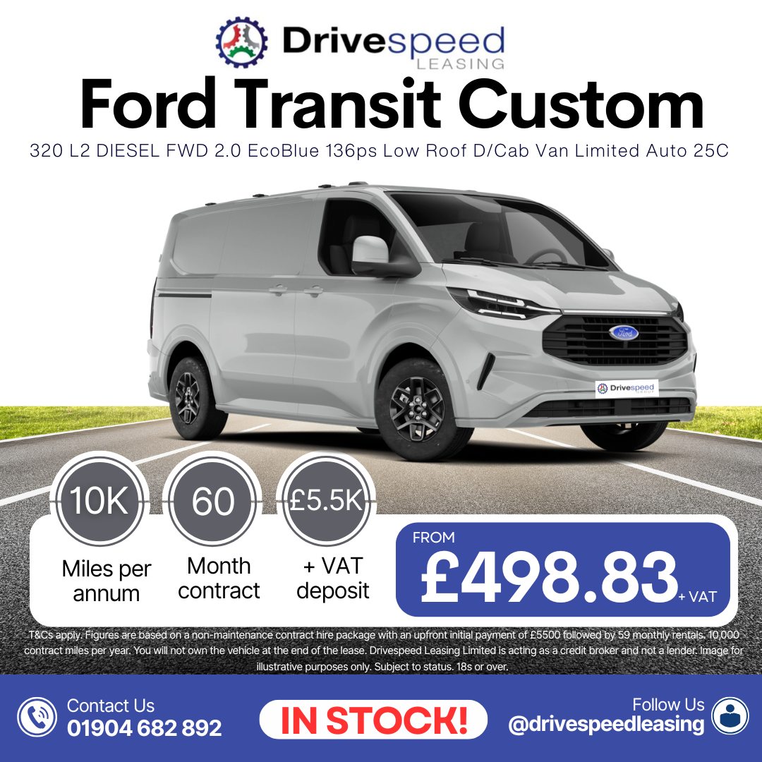nancyflore75539's tweet photo. LAST ONE IN STOCK! Looking for a new van? Only one Ford Transit Double Cab remains, available on a finance lease. It won’t last long—contact us today for a personalised quote: 01904 682892 | sales@drivespeedleasing. co. uk https://t.co/HlgqKechj4