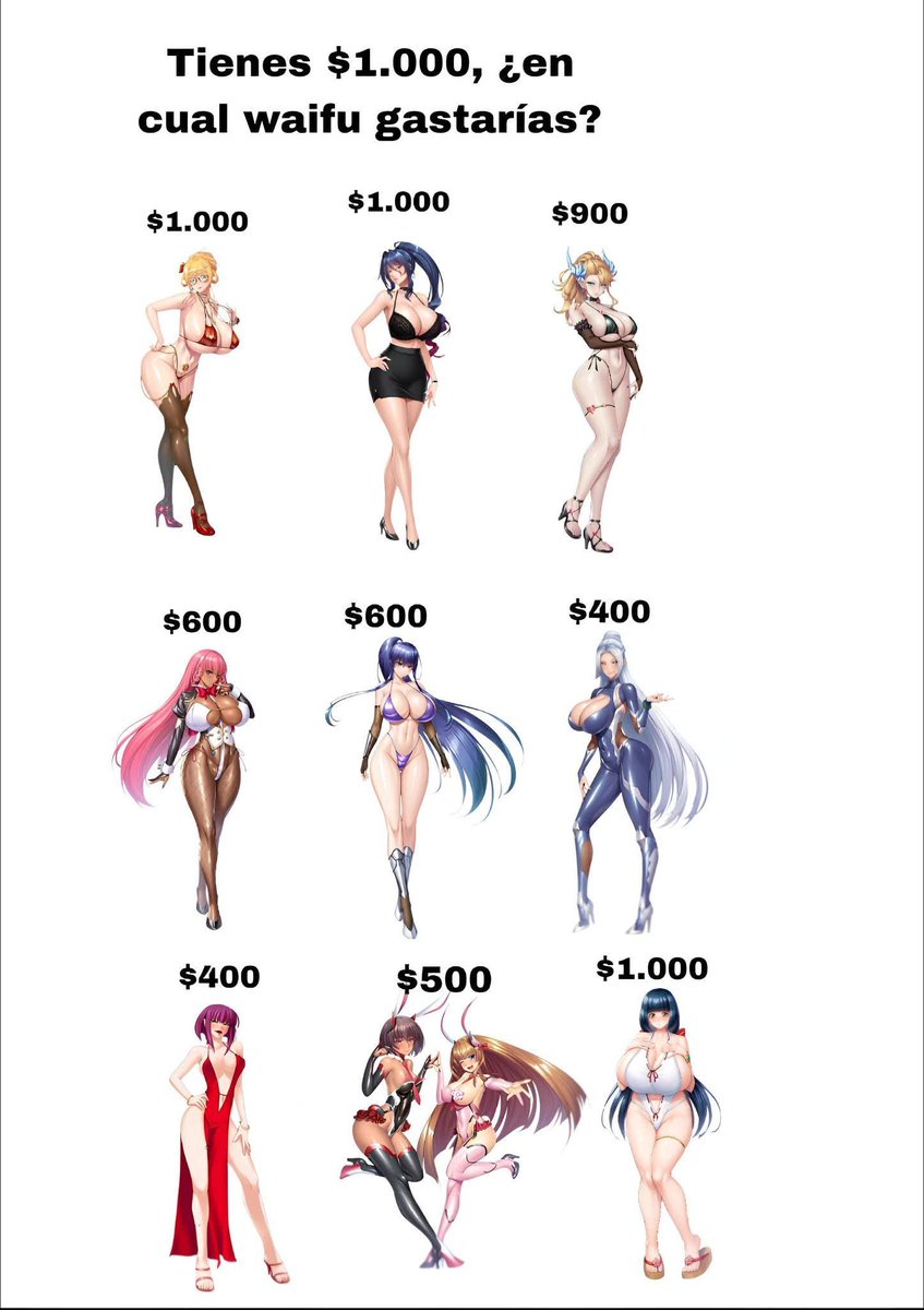 elhomy69's tweet photo. You have $1,000; which waifu would you spend it on? 🤑💲💰💸 https://t.co/a5TztVRHIP