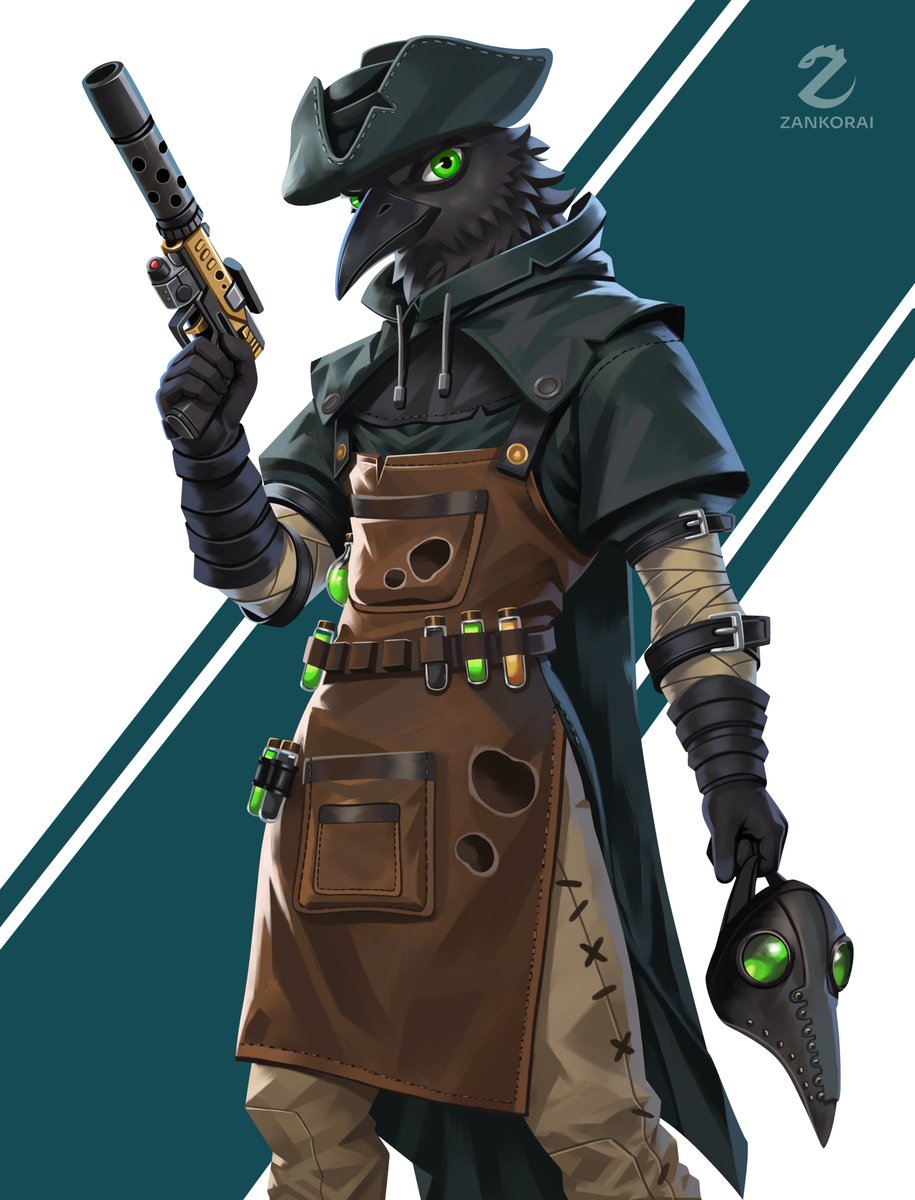 San_TheLizard's tweet photo. COM Finished :> - Dr Plague, I love the design, and the colors suit the character really well, and the mask is absolutely fascinating, hehe

#Commission #Fortnite #FortniteArt #Plague https://t.co/7PouuAdCwS