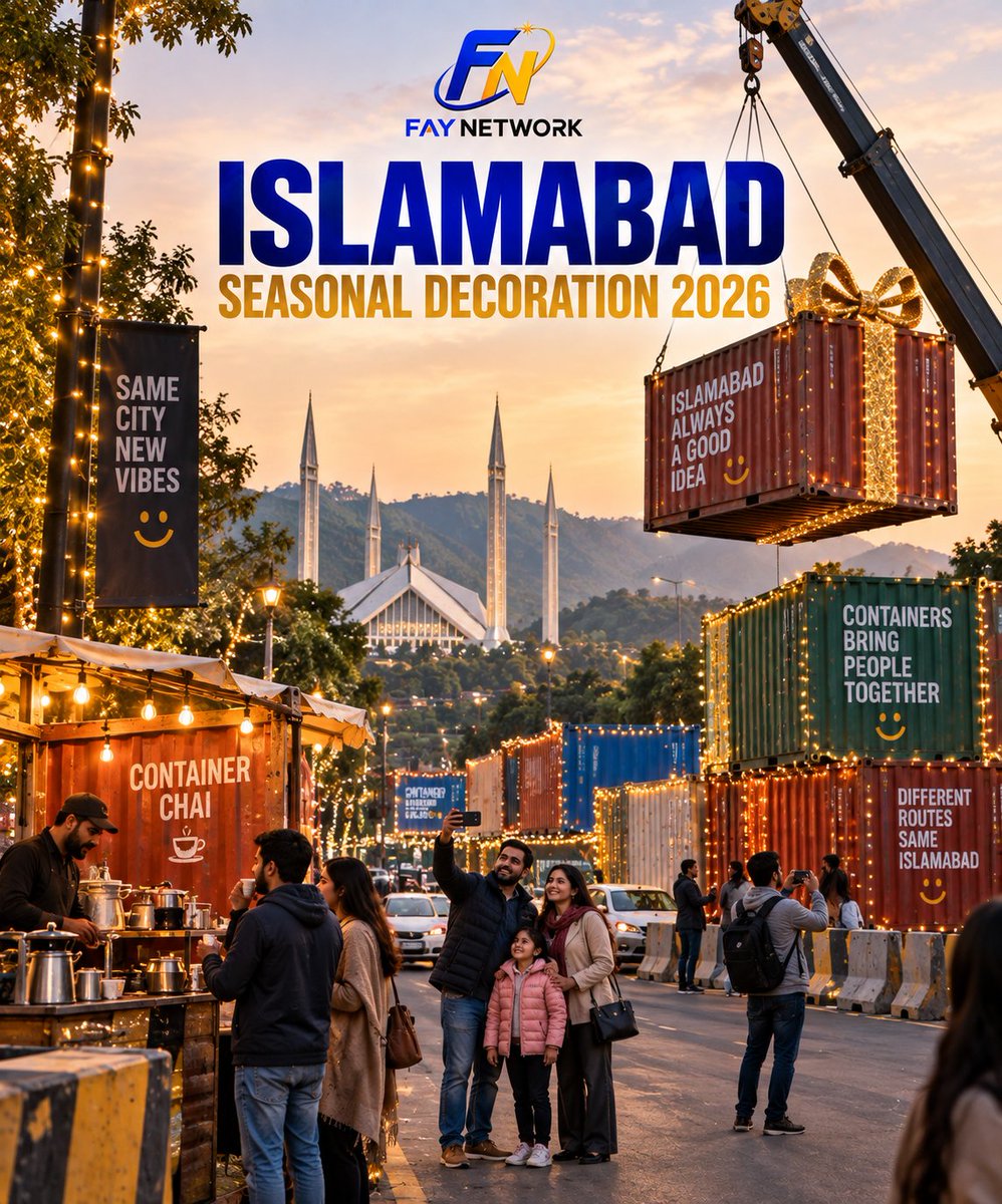 faynetworkpk's tweet photo. Islamabad’s new seasonal decor: containers, chai &amp; fairy lights. 😂 

At this point, just enjoy the view!

#Islamabad #Containerabad #FayNetwork https://t.co/OWI7EvJj7j