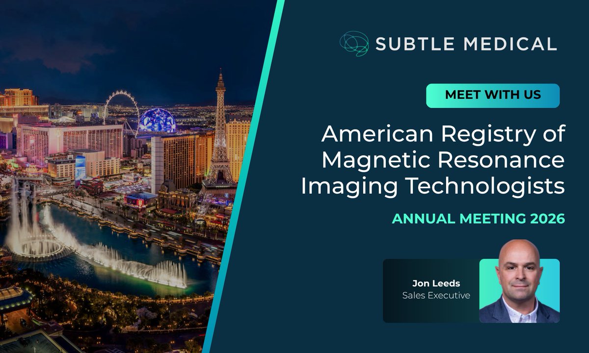 SubtleMedical's tweet photo. Next stop: ARMRIT!

We are looking forward to connecting with MRI techs &amp; imaging professionals in Las Vegas at the ARMRIT Annual Meeting and hearing directly from the people who work with MRI every day.

📅 September 29-30, 2026
📍 Las Vegas, NV
🤝 Booth #13 https://t.co/ipnKhlHxA8
