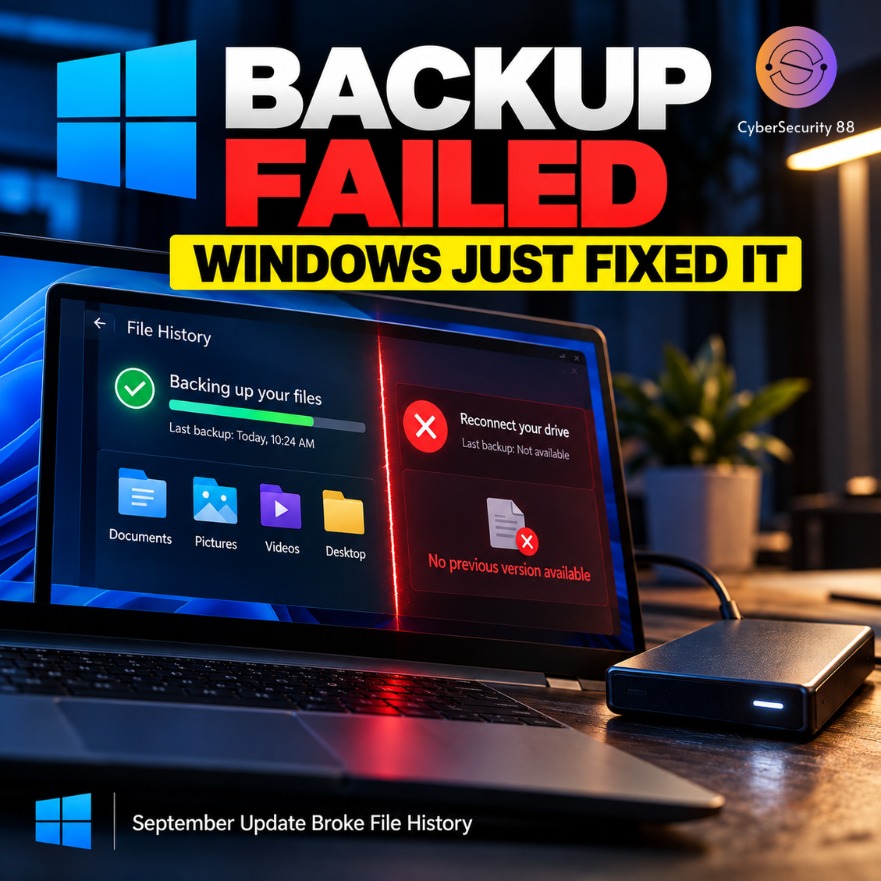 CSec88's tweet photo. Windows File History Was Broken Microsoft Has Fixed It
What happens when a Windows backup feature suddenly stops backing up?
Full Story 👉
https://t.co/YV4Ot9Ytty
#Microsoft #Windows11 #Cybersecurity #DataBackup #FileHistory #WindowsUpdate #DataSecurity #TechNews https://t.co/Z7E89FFTuK