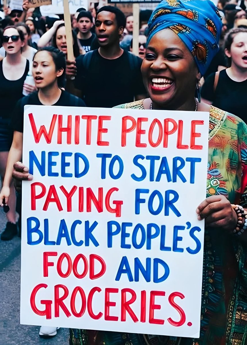 Jolie_Miller09's tweet photo. Big smile, bold message, and definitely a sign that gets people talking. 😅✊

During a racial justice march, one woman held up a message calling on white people to help pay for Black people’s food and groceries. https://t.co/sgvONKfcpj