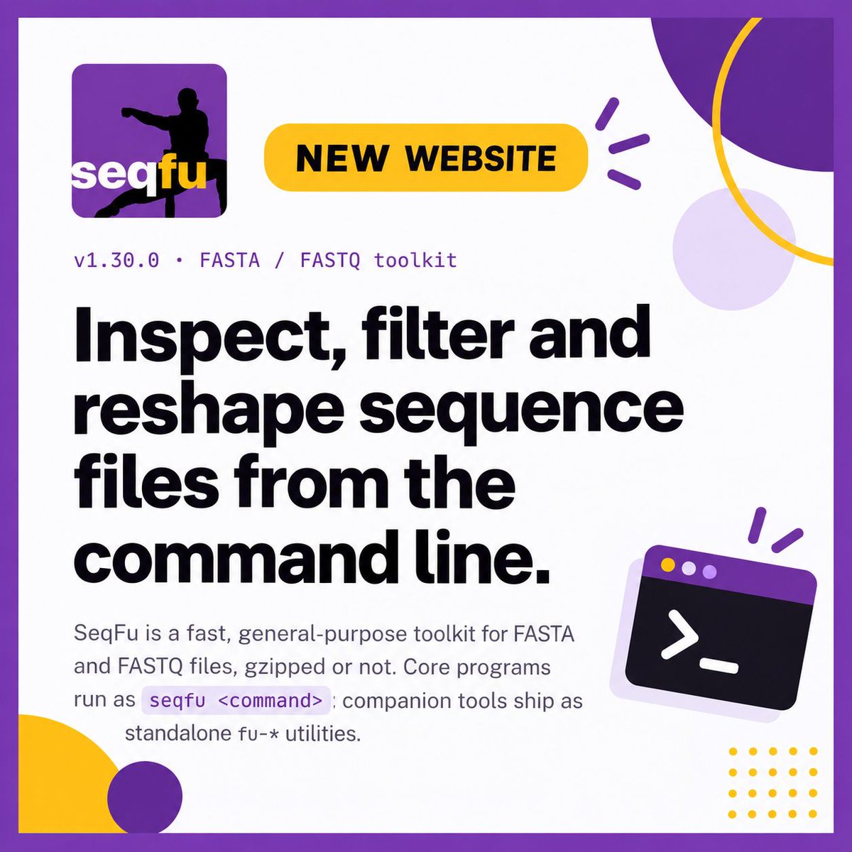 SeqFu2's tweet photo. SeqFu has a new website!
We tried to make it nicer, but also introduced new in-browser applets.

Try these two:
-  📊 STATS to calculate N50, plots, and more for one or more files
- 🔍 LESS to have a small preview of FASTQ files, with oligo match ..

https://t.co/BV08ElFeM9 https://t.co/h4gtL5XQGn