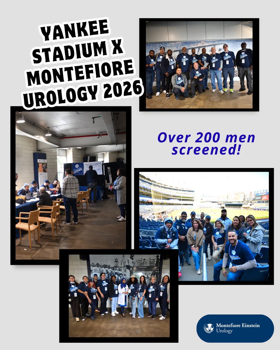 MontefioreUro's tweet photo. 🏟️ 206 screened and a new record during yesterdays annual Yankee Stadium x Montefiore Urology 2026 screening event! 

🎉 Thank you to our amazing volunteers, partners, and teams for helping bring free prostate cancer screening and education.💙 
.
.
.
#MensHealth #MontefioreUro https://t.co/eoy2XUrazW