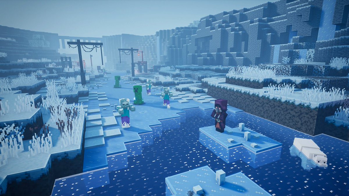 MintRefresh_MC's tweet photo. - Iceologers
- Penguins
- Frozen Zombies (from MCD)
- Frozen Creepers (from MCD)
- Zombie Polar Bears
- Snowlogging (from BE)
- Snowy Leaves (from BE)
- Frozen Caves
- Icicles

So many possibilities!

#Minecraft #MinecraftLIVE https://t.co/2pE71MluM4