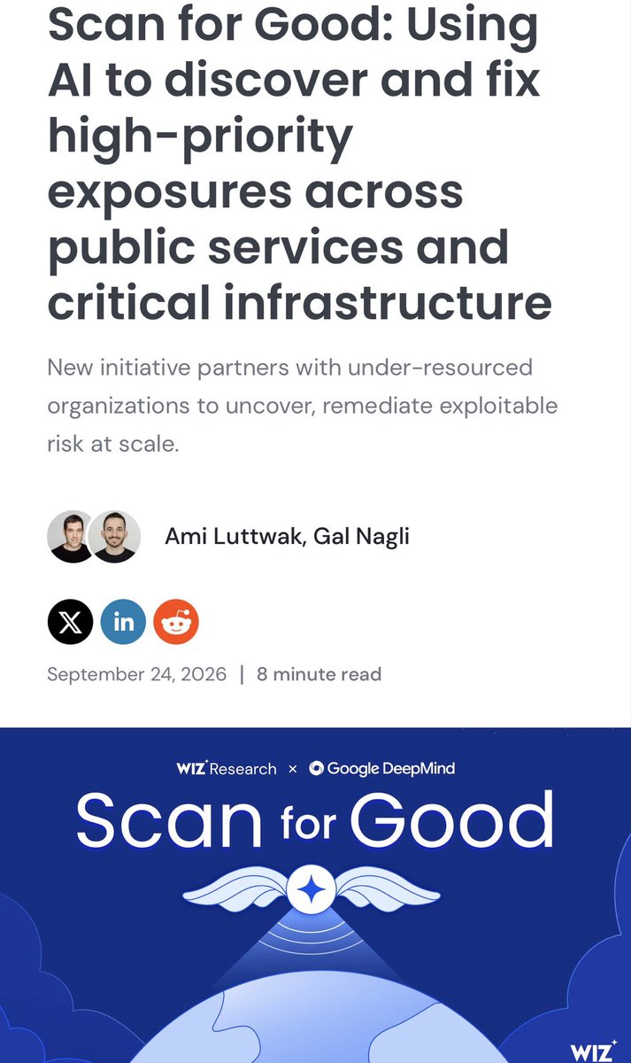 ralucaadapopa's tweet photo. To get ahead of the increasing cybersecurity attacks using AI, we are scanning critical US infrastructure for  public good using Wiz’s Red Agent and 3.8 Gemini Flash Cyber. https://t.co/2FksGDl9V3