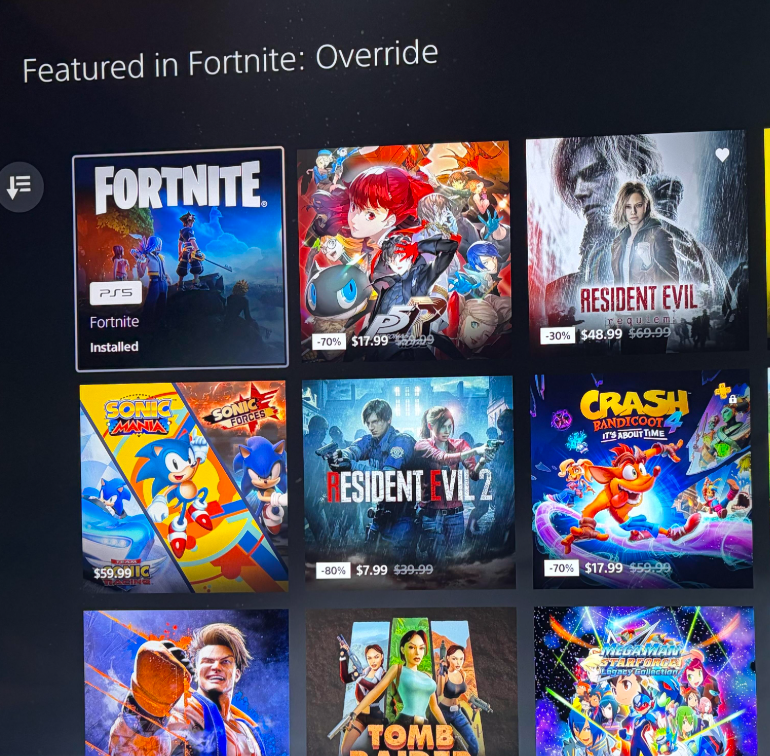 HYPEX's tweet photo. RESIDENT EVIL SKINS MIGHT RETURN THIS HALLOWEEN

There's currently a "Featured in Fortnite: Override" section on PS Store featuring collabs that released or returned this season, and it includes Resident Evil 2 &amp; Requiem - Noticed by r/Dry-Toe-3139 https://t.co/00i0pJNXfa