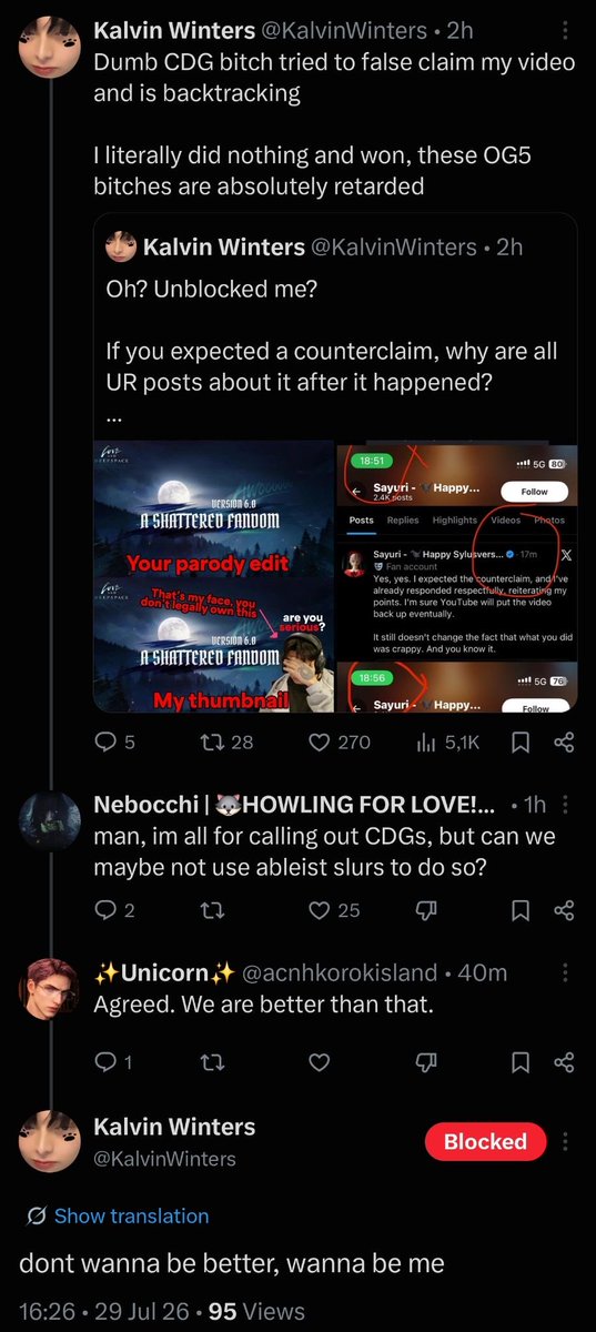 _alvedo's tweet photo. A misogynistic incel called an oomf a slur because she asked him to credit her edit. Then some of ♻️cultists defended him, having no problem w/ us being called r-word b-word.
And now? NOW HE CALLED THEM B-WORD TOO🤦🏻‍♀️

I hope this will be the ♻️cult wake up call, pls use ur brain🫩 https://t.co/Ag3STEeRE8