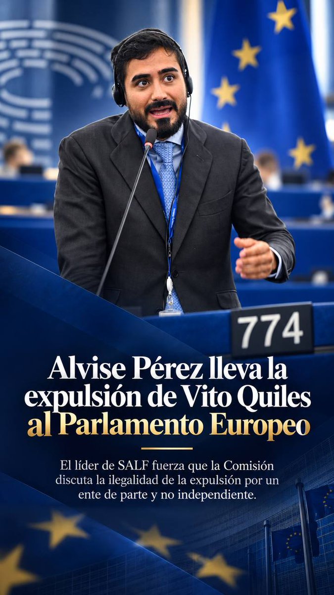 SALF_NOTICIAS's tweet photo. 🚨 ALVISE LLEVA EL CASO DE VITO QUILES A EUROPA

La Mesa del Congreso retiró definitivamente la acreditación de prensa a Vito Quiles tras varios expedientes por infracciones graves.

Ahora, Alvise Pérez anuncia que llevará la decisión al ámbito europeo para cuestionar su legalidad y el procedimiento seguido.

🇪🇺 El caso de Vito Quiles llega a Bruselas.