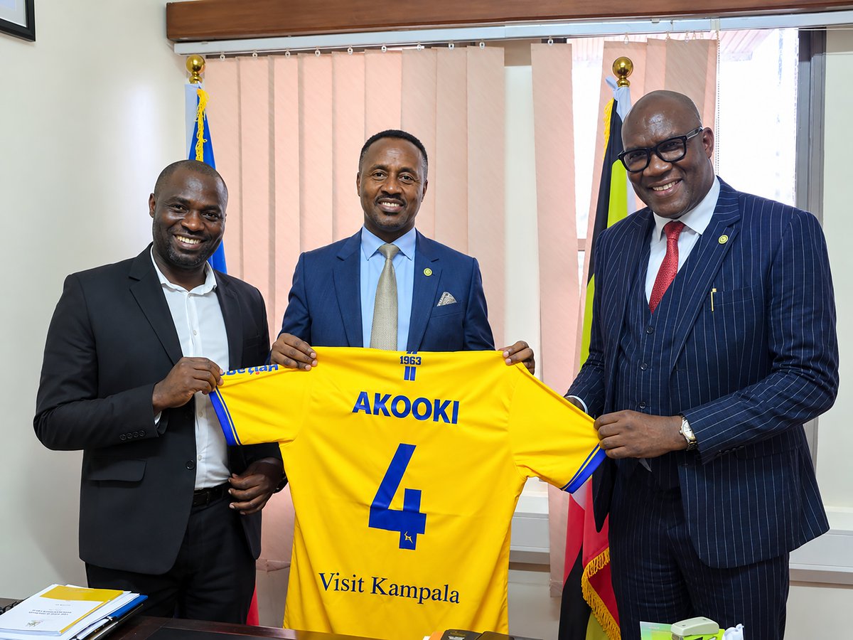 KCCAFC's tweet photo. Passion for the beautiful game. 

Hon. @KankundaAmos1 was joined by his colleagues on Parliament’s Budget Committee, Hon. @alenyo_marshall, and Hon. Kungu Samuel Bamuteeze. They are also ardent supporters of Ugandan football. 

Their passion for the local game is a reminder that the growth of football goes beyond the pitch. It takes the support, belief, and commitment of everyone who loves the game. 

#KCCAFC