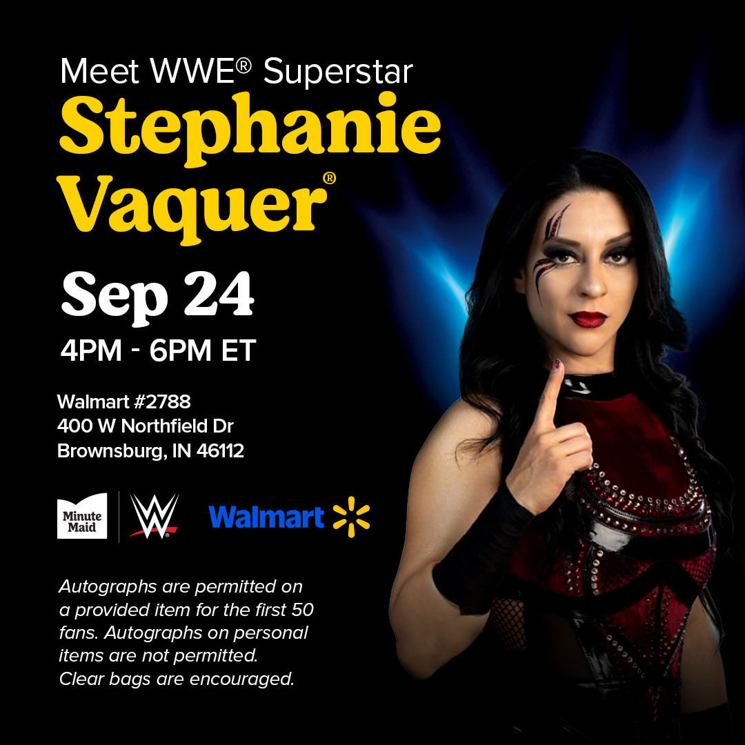 WWE's tweet photo. .@Steph_Vaquer is headed to @walmart, where she’ll be teaming up with @minutemaid to #BringTheJuice!🧃 https://t.co/nyw3nDr5rP