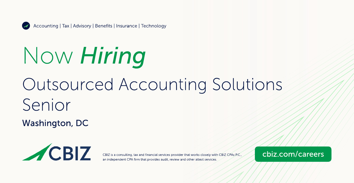 CBIZCareers's tweet photo. Your accounting expertise can make a real business impact. @CBZ is #nowhiring an Outsourced Accounting Solutions Senior in Washington, DC to support clients, deliver financial insights, and help drive operational success.

Apply here: https://t.co/XH7VGCBB5n

#AccountingJobs https://t.co/fbdg4HuaDD