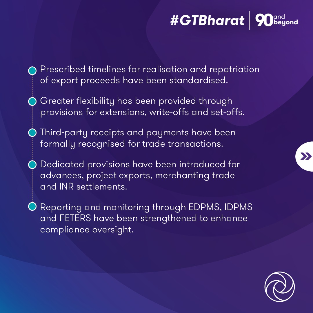 GrantThorntonIN's tweet photo. RBIβs new Foreign Exchange Management Regulations, 2026 consolidate the framework for cross-border trade, with changes to export declarations, reporting and AD bank oversight.
Click here to read the alert: https://t.co/efxF7ko9AU
#FEMA #ForeignExchange #CrossBorderTrade #RBI https://t.co/ZfK0p8uTpQ