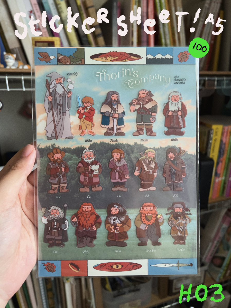 pingsasinan's tweet photo. Thorin’s Company — The Hobbit Sticker Sheet and Postcard for #moviescnv2026 

Sticker sheet (a5) — 100 baht
Postcard (10x14cm) — 50 babt 

ปล. งานนี้เราไม่ได้ไป จะ���ราฝากน้องกับเพื่อนไปขายแทนนะ 😣 https://t.co/tRMpqxLVQI