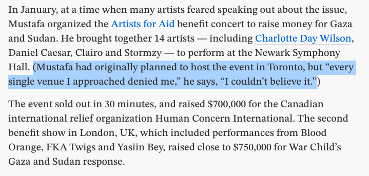 rdassaly's tweet photo. I wonder if Toronto will ever get a Palestine benefit show like this.

Mustafa tried to organize one in 2024, but told me he couldn't find a venue willing to host it (despite a star-studded lineup).

https://t.co/MU0mGulghj https://t.co/AgiM6PsnNd