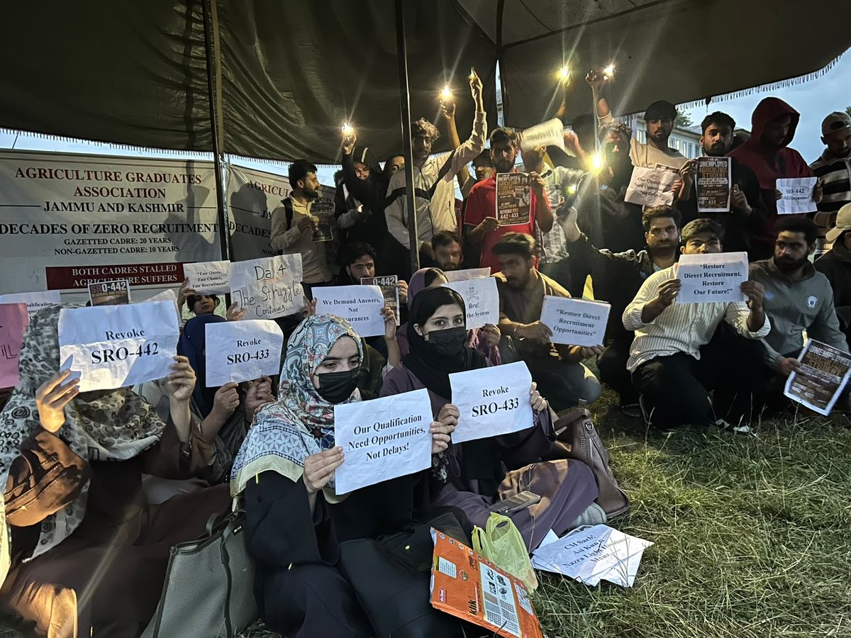 UdayBhanuIYC's tweet photo. Spoke to the protesting Agriculture graduates of Jammu & Kashmir today.

What stayed with me was simple, they are not asking for any favour. They just want the opportunity they studied and worked for.

Years of waiting, vacant posts and shrinking recruitment opportunities cannot become the future of an entire generation.

I have assured them that their fight is our fight. I will raise their concerns at every appropriate forum and stand with them until their voice is heard.