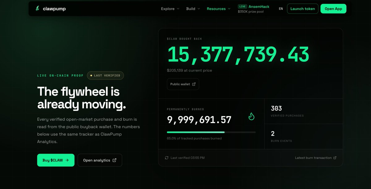 clawpumptech's tweet photo. The solana:739dnZEG4yaBWFsY8L8ZwrfhGG6dhtCSercW8Umspump flywheel is moving.

We have bought back and burnt 1% of the supply, which is $205,139 USD worth of CLAW at current price

You can track our buybacks and burns live at: https://t.co/xZz9tqFuzG https://t.co/nH3KsQ2Yv6