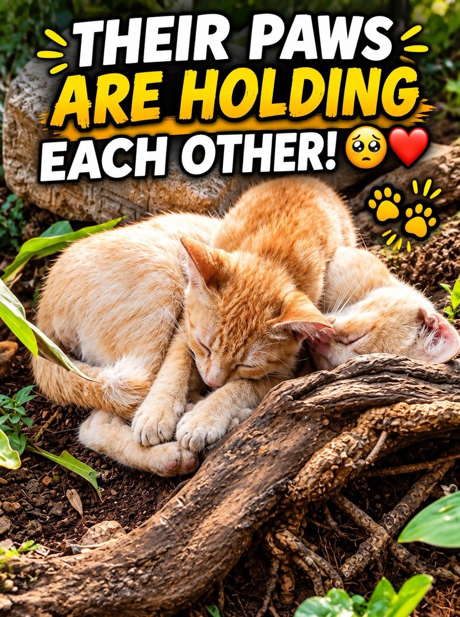 vanelski's tweet photo. Walked into the apartment rendezvous garden today and stumbled upon pure heaven. 🥺🌳 

These two twin orange kittens were fast asleep, completely undisturbed, holding onto each other right on the roots of a frangipani tree. Watch the full wholesome now! 👇🧡 https://t.co/WRxfYZiU8f
