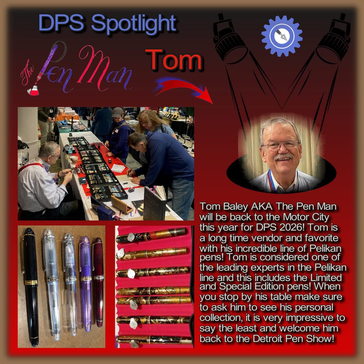 detroitpenshows's tweet photo. Make sure you stop by, say hello, check out the Pelikans, and welcome Tom “The Pen Man” Baley back to the Detroit Pen Show!
#DPS2026 #detroitpenshow #ThePenman #penshows https://t.co/pvML5BEj3l