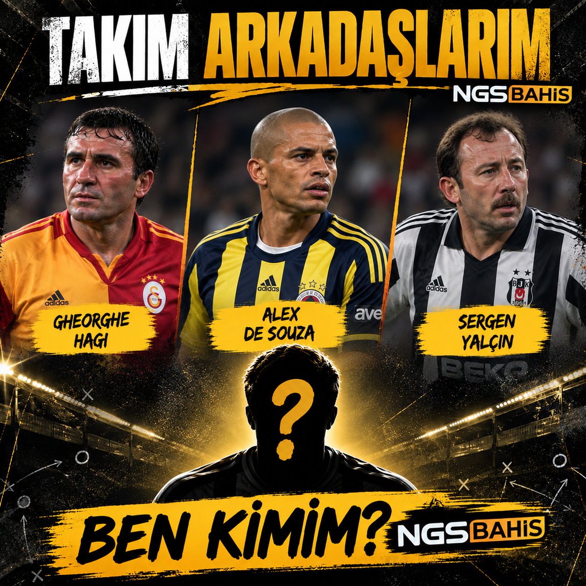 NGSxVip's tweet photo. Hagi, Alex de Souza ve Sergen Yalçın'la aynı takımda oynamış futbolcuyu tahmin edebilir misin?

Seviye: Çok zor https://t.co/U3yqWr8Ehr
