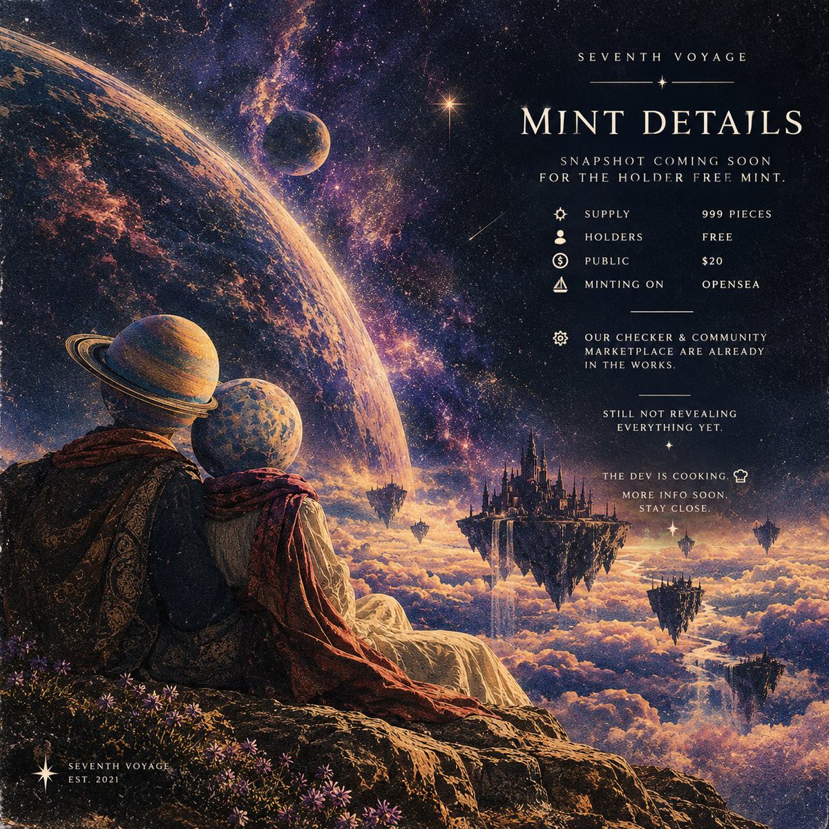 _seventhvoyage's tweet photo. The snapshot has been taken.🌠

The mint is getting very close around the 26th.

Everything will be ready.

And when we open the doors, you’ll see things you’ve never seen before in our art.

Stay close. 🌌 https://t.co/rYD7NjiQRZ