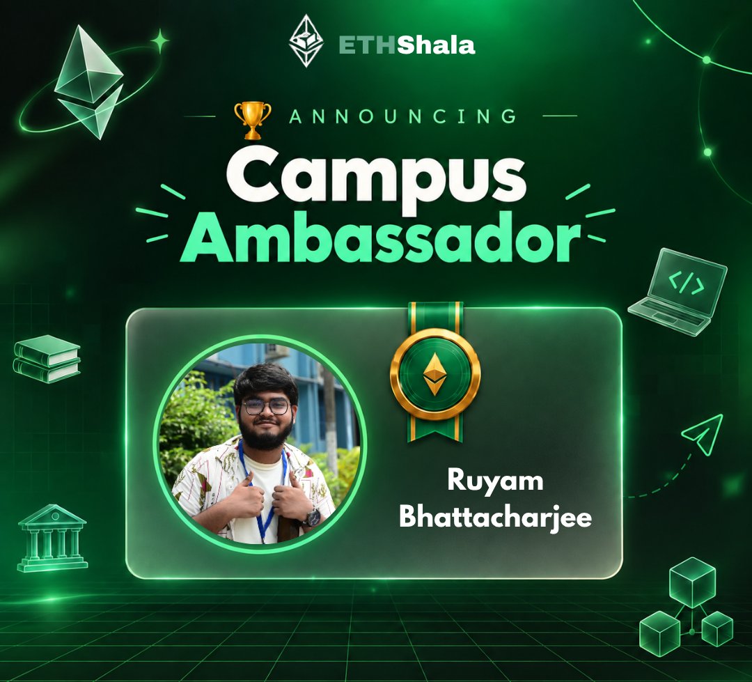 Its_EthShala's tweet photo. Meet our newest ETHShala Campus Ambassador!
We're excited to welcome Ruyam Bhattacharjee from Hooghly Engineering & Technology College to the ETHShala community. π
Welcome aboard! @whatsupruyam
#ETHShala #Ethereum #Web3 #CampusAmbassador https://t.co/GWjMtkYYDB
